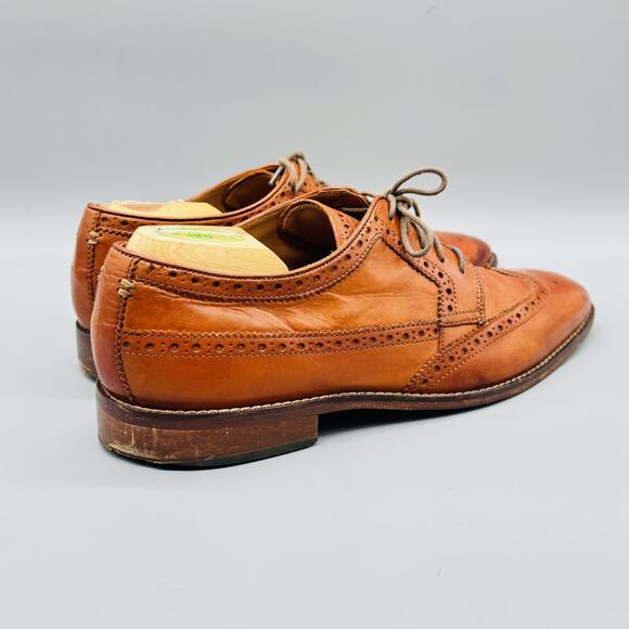 Cole Haan Shoes Mens 10 Light Brown Leather Grand OS Wingtip Oxford Dress Brogue